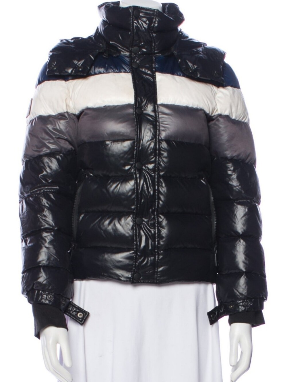 SAM. Colorblock Down Puffer Jacket Full Zip Button Hoodie Coat Outdoor